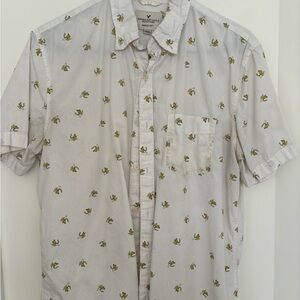 Men's White Button Down Shirt With Banana Print